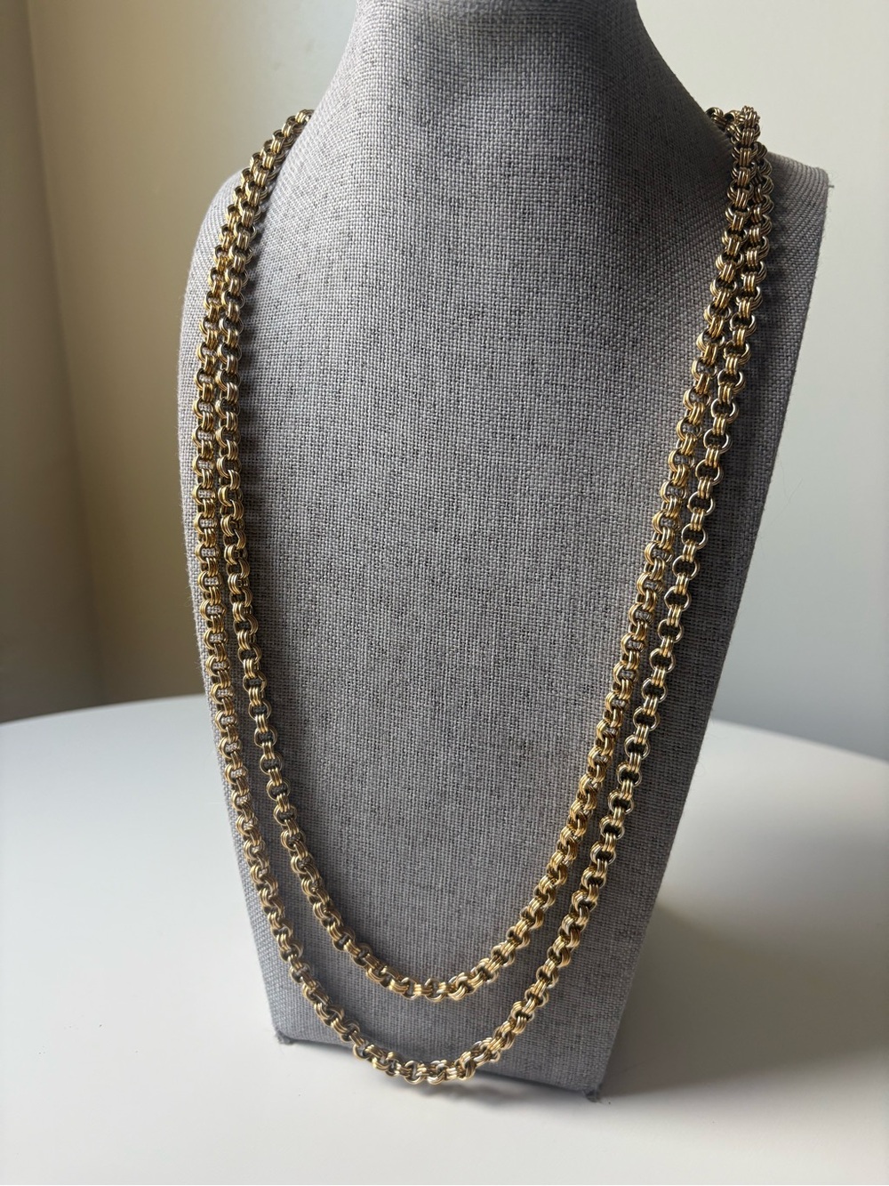 Vintage Accessocraft N.Y.C. Triple Chain Statement Necklace Goldtone Long